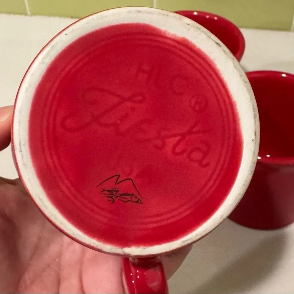 Vintage Fiesta Classic Ring Handle Mugs Set of 3 — Red 10¼-oz Collectible